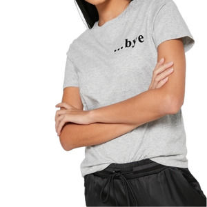 GRAY Forever 21 “BYE” Crew Neck Short Sleeve T- Shirt